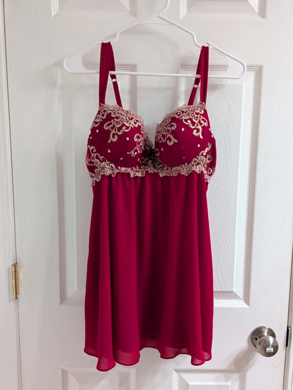 Embellished Raspberry Babydoll‎ Lingerie Seductivewear XL Like New